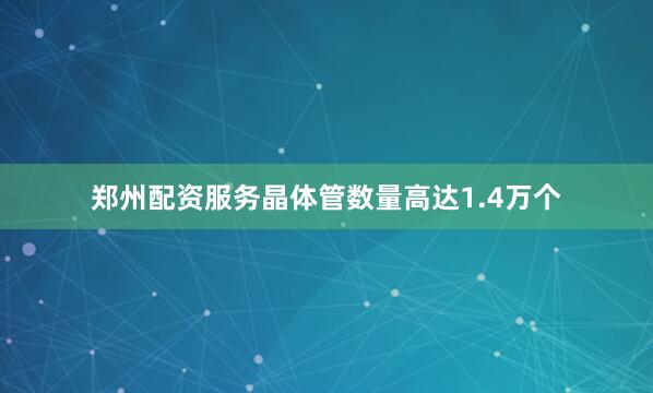 郑州配资服务晶体管数量高达1.4万个