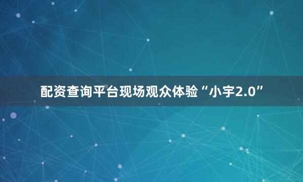 配资查询平台现场观众体验“小宇2.0”